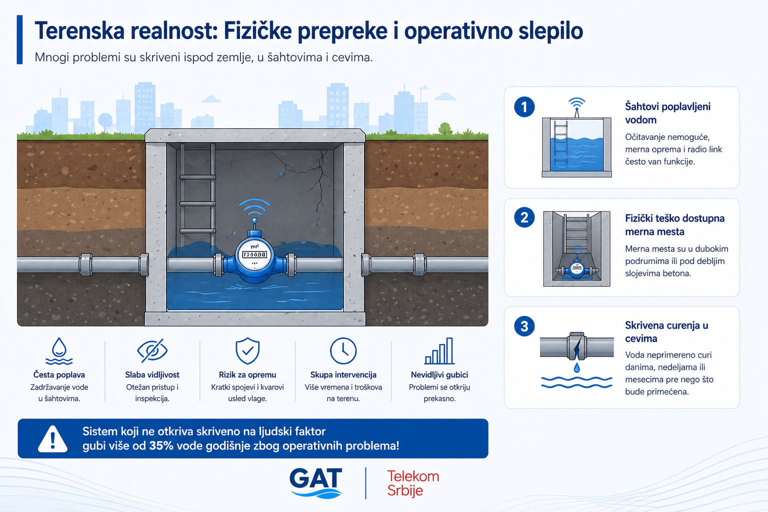 Plavo-beli prikaz terenske realnosti i problema u šahtu