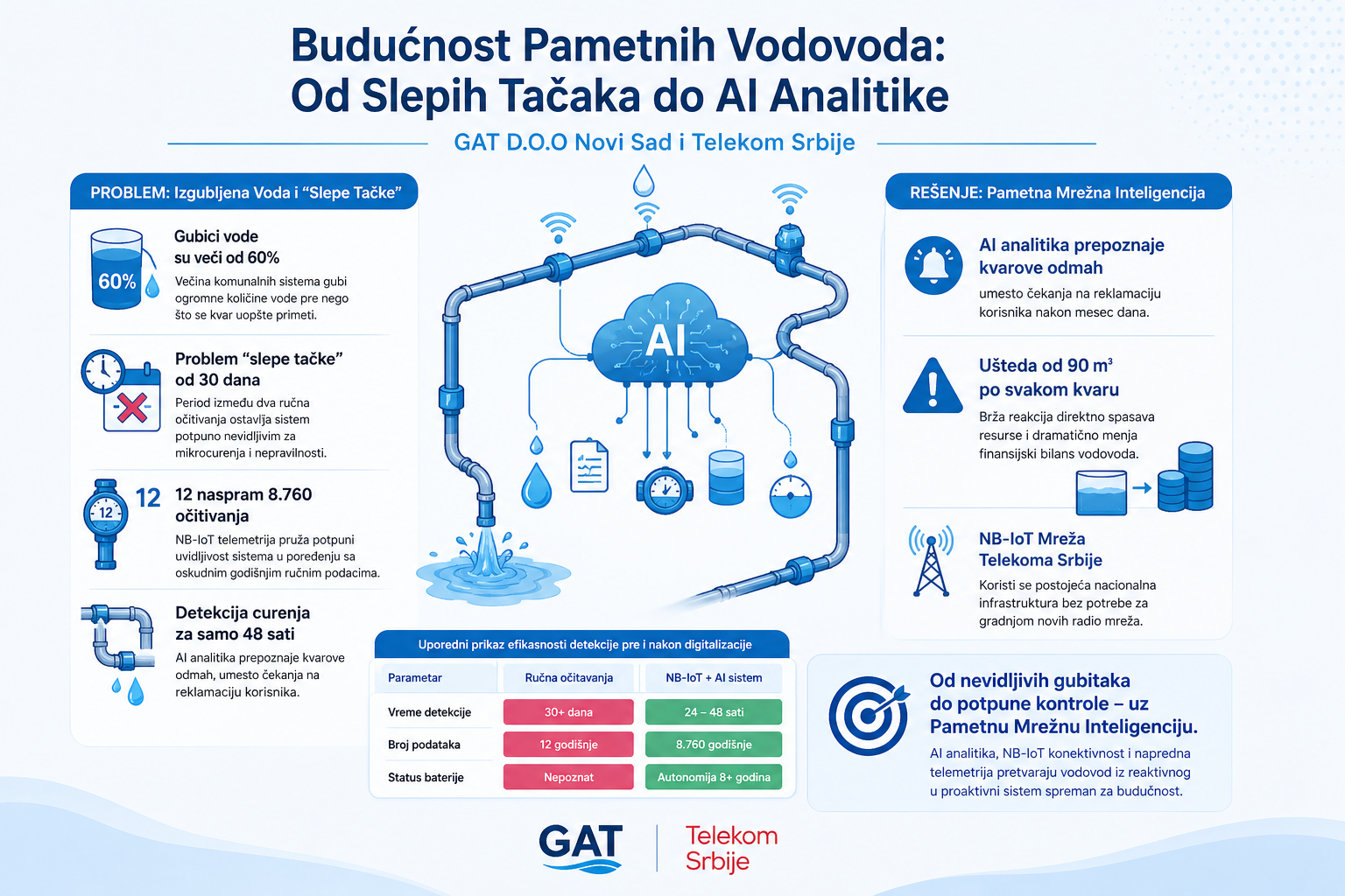GAT Fleximeter sistem za daljinsko očitavanje vodomera, NB-IoT mrežu i analitiku curenja